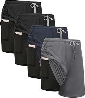 Kinglaman 4 Pack Mens 2 in 1 Running Workou...